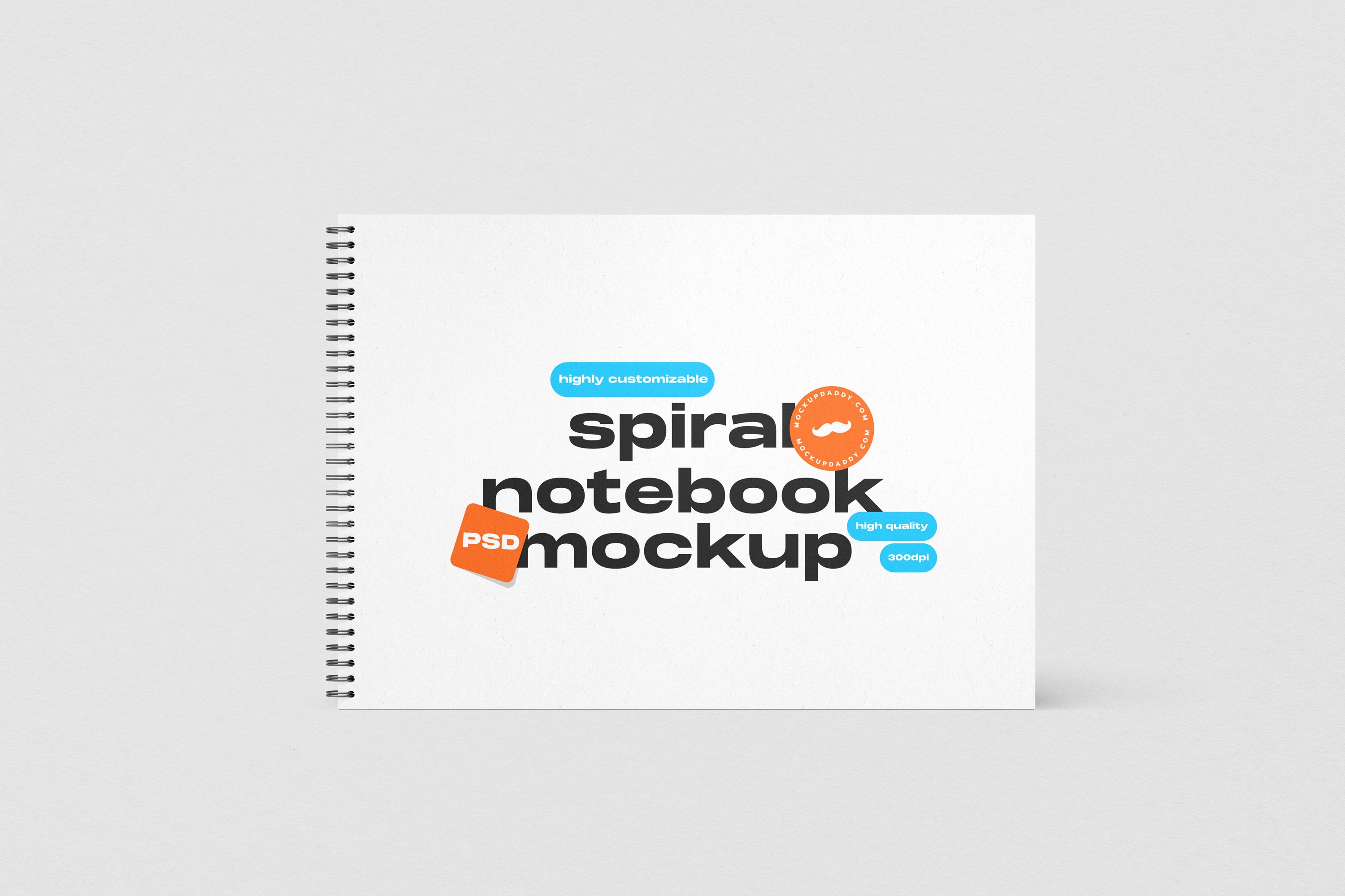 Simple white notebook with the colorful font.