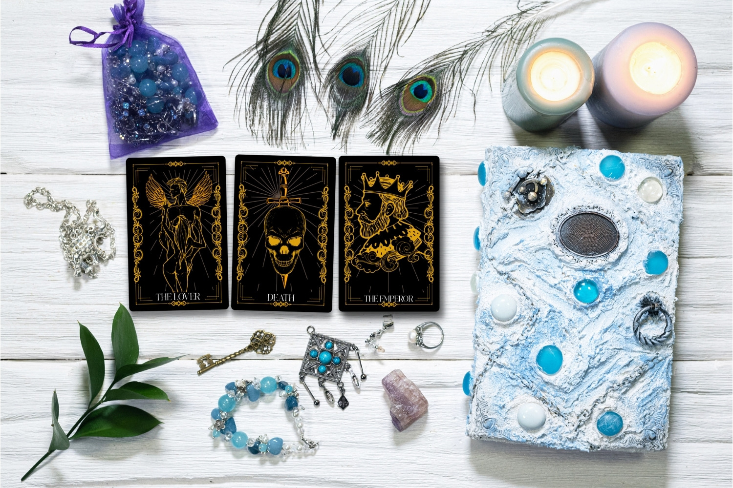 5 Gold & Black Tarot Cards Editable Vector facebook image.