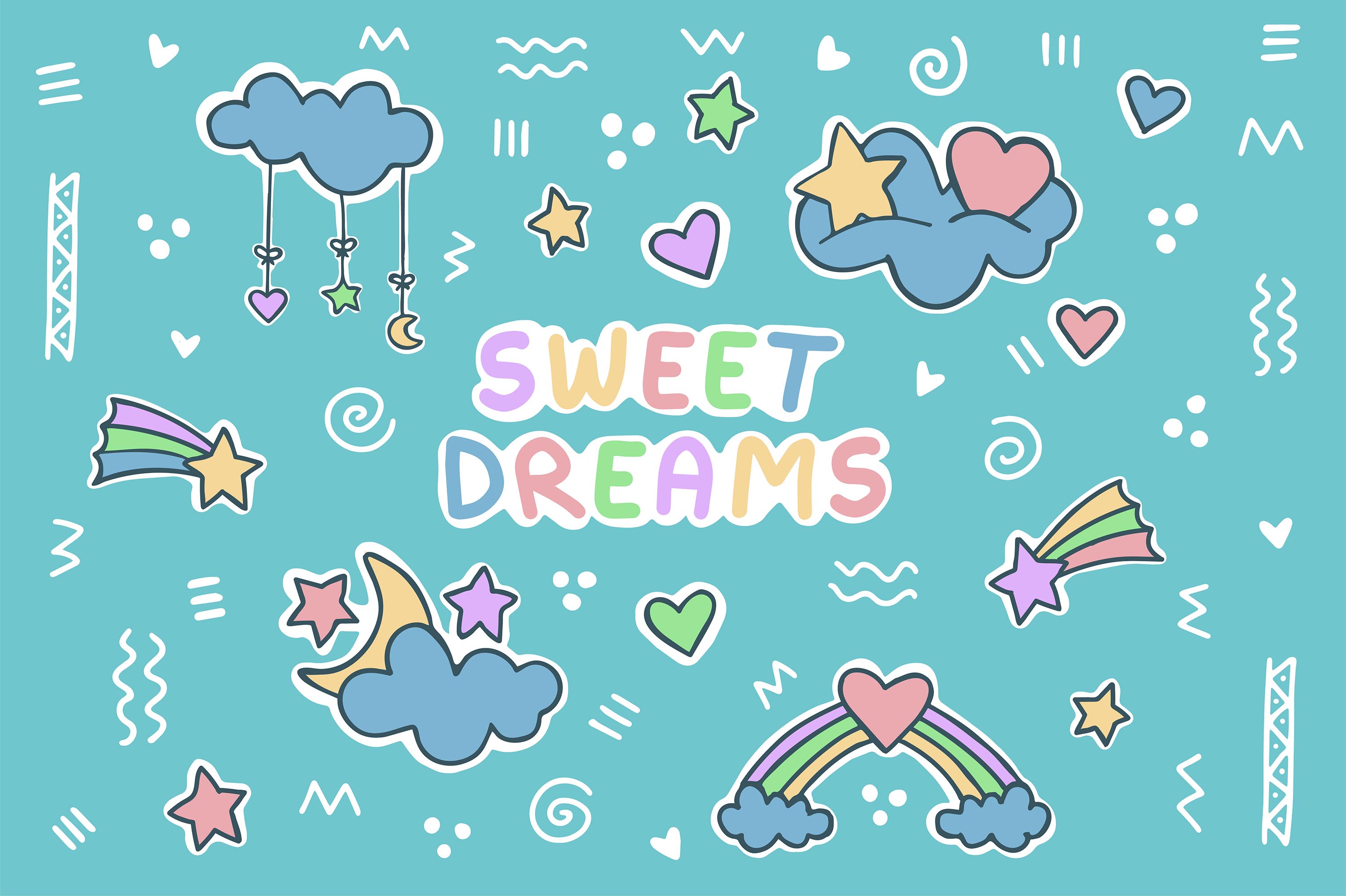 Sweet Dreams Baby Stickers and Posters for kids design.