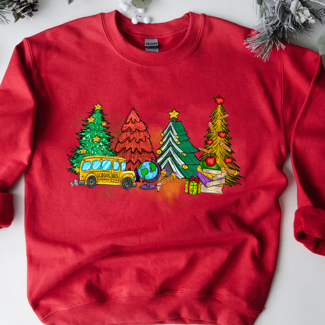 Christmas Tree School Design Mockup PNG Sublimation preview image.