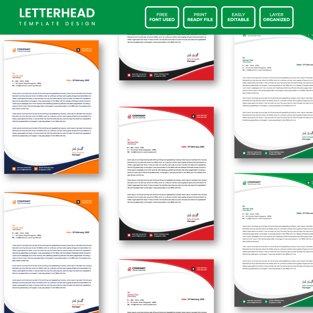 Corporate Business Coloured Letterhead Design Template facebook image.