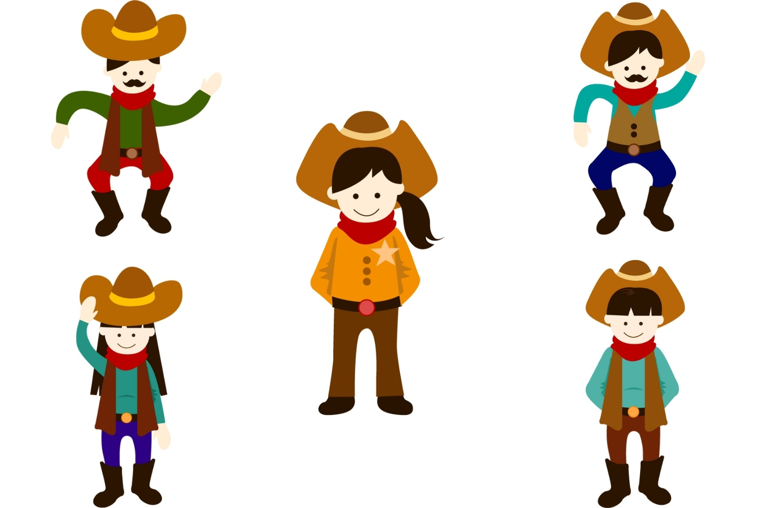 Cowboy Girl Editable Clipart Design preview image.
