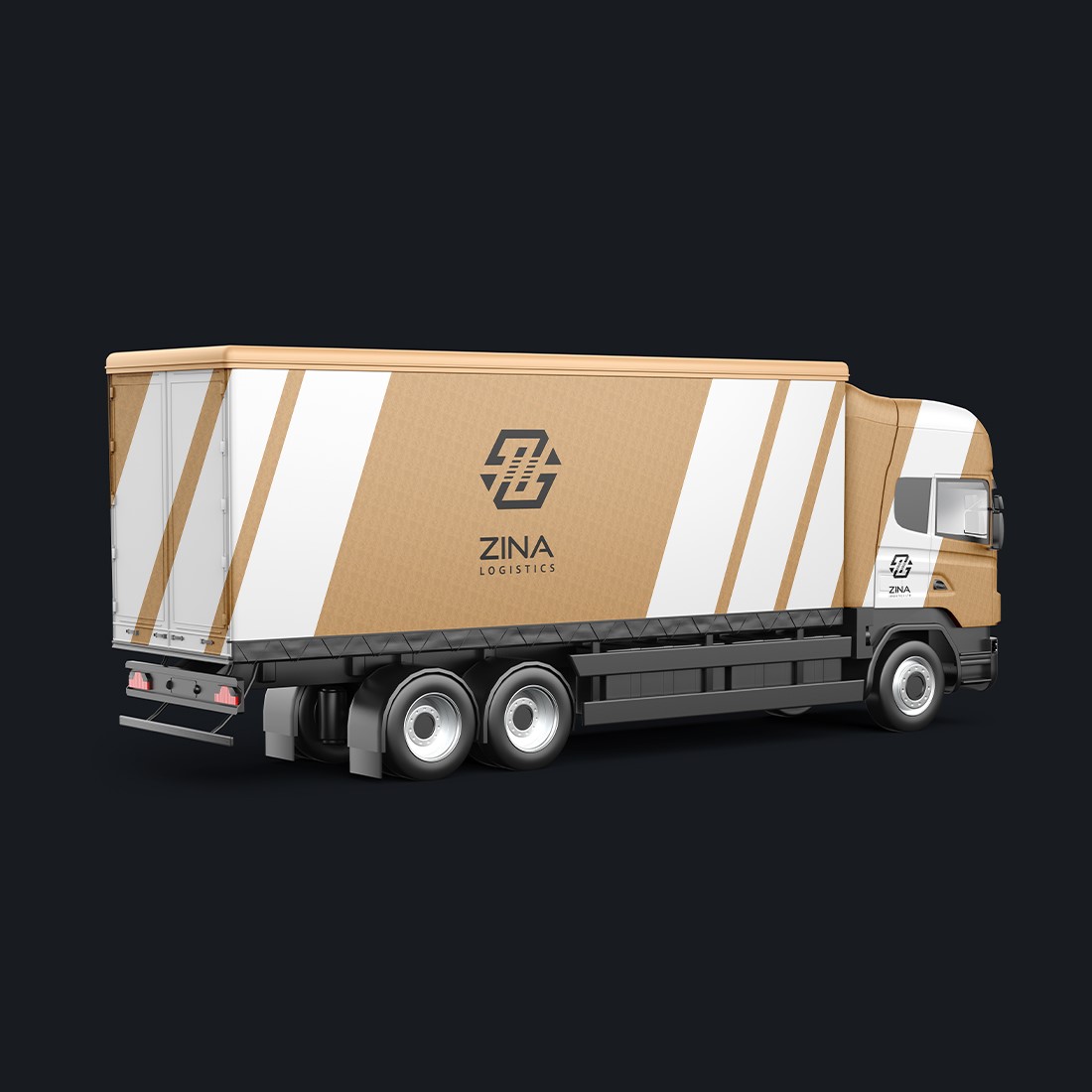 An image of a truck with an adorable transport company logo.
