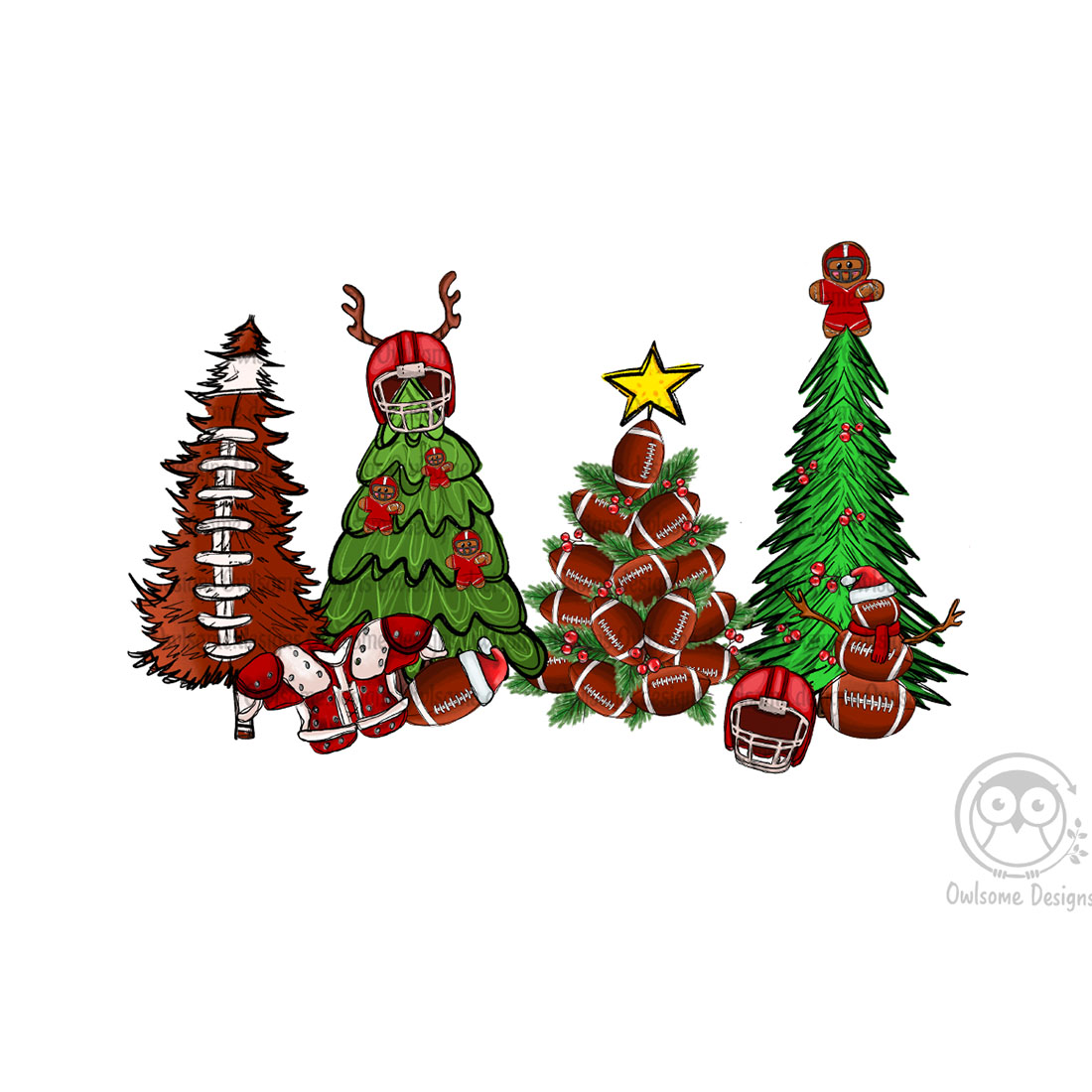 Football Christmas Tree PNG Sublimation cover image.