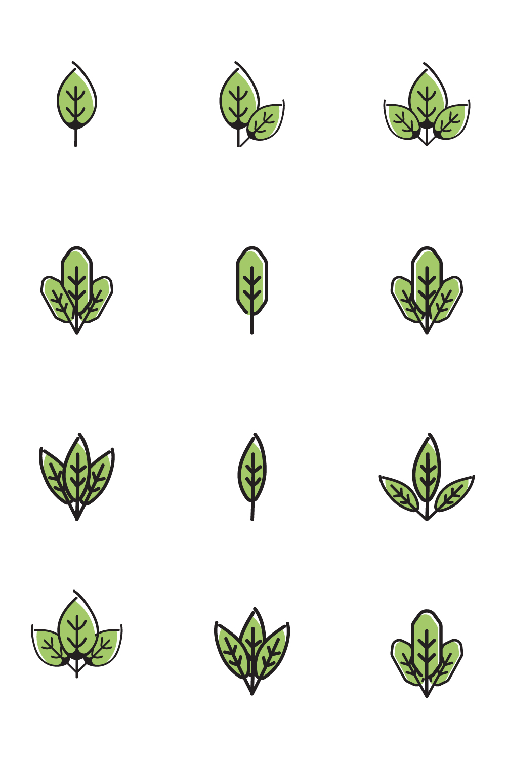 Leaf Icons Set pinterest image.
