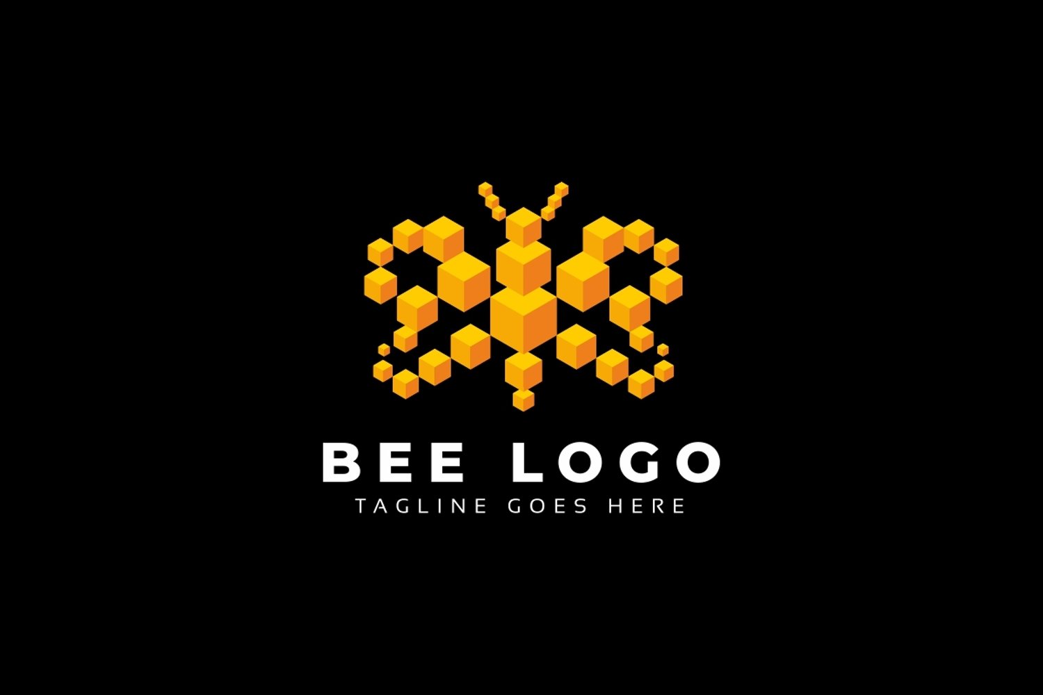 Bee logo design on the black background.