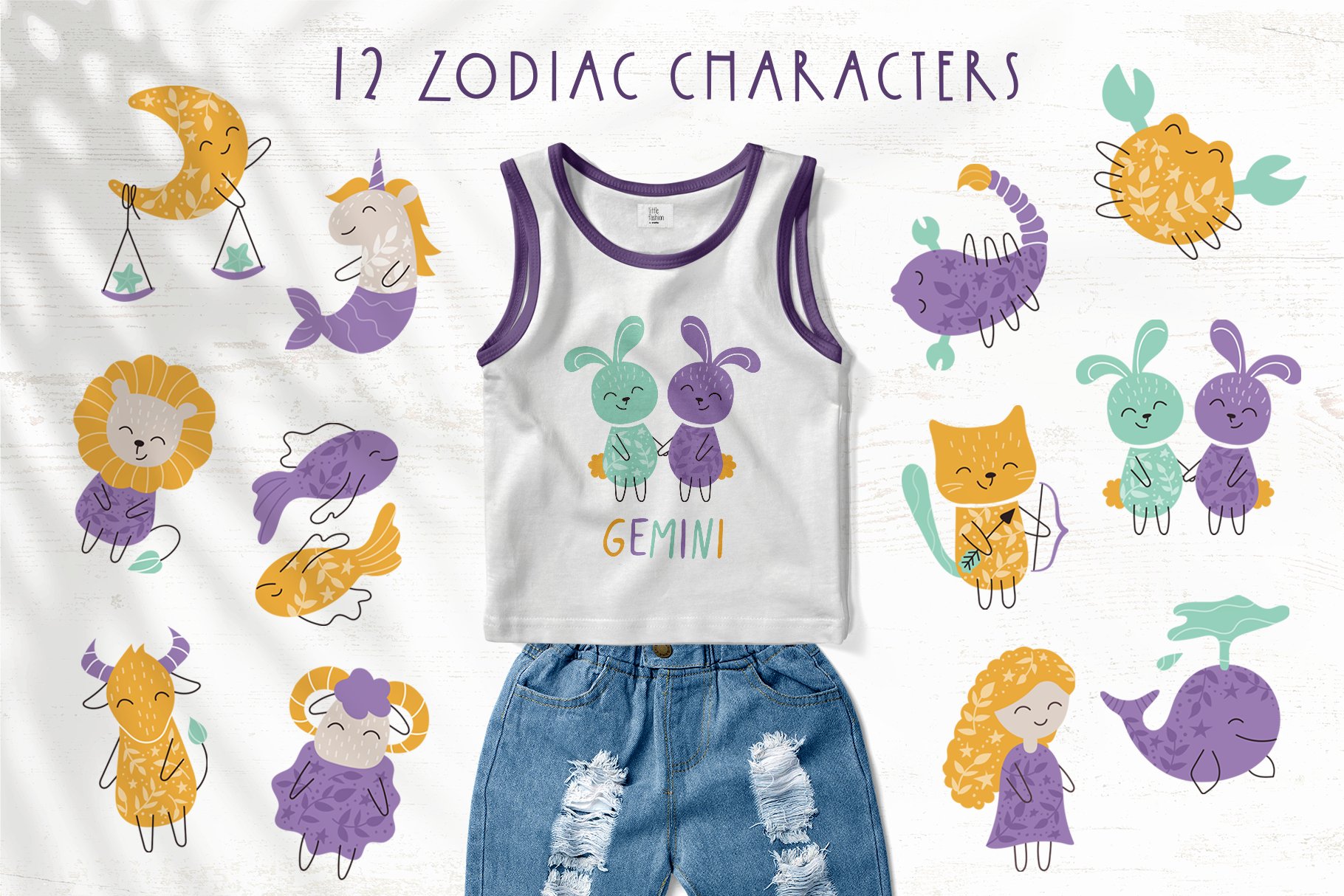 Twelve zodiac characters.