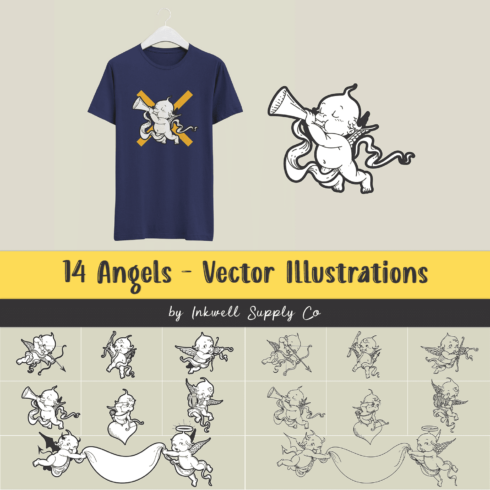 14 Angels - Vector Illustrations.