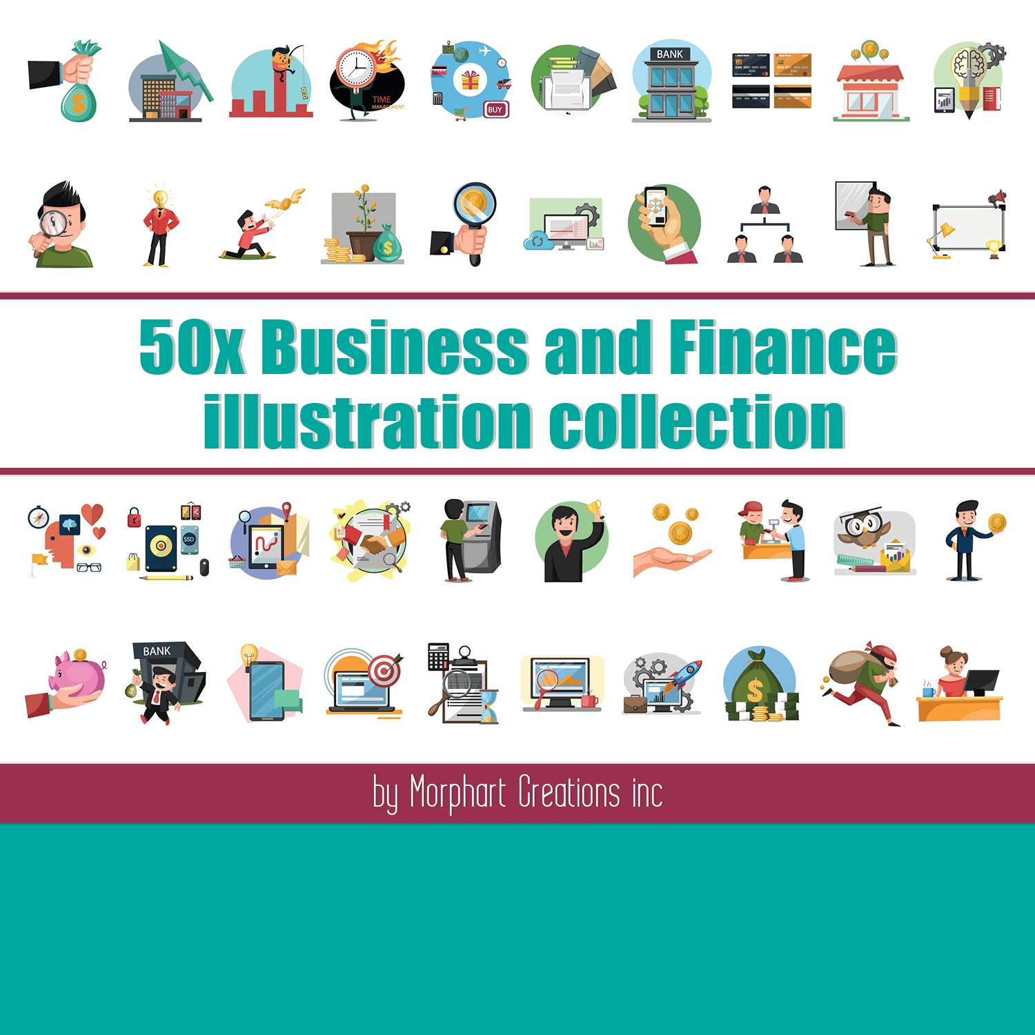 Cover with colorful images on the theme of business and finance.