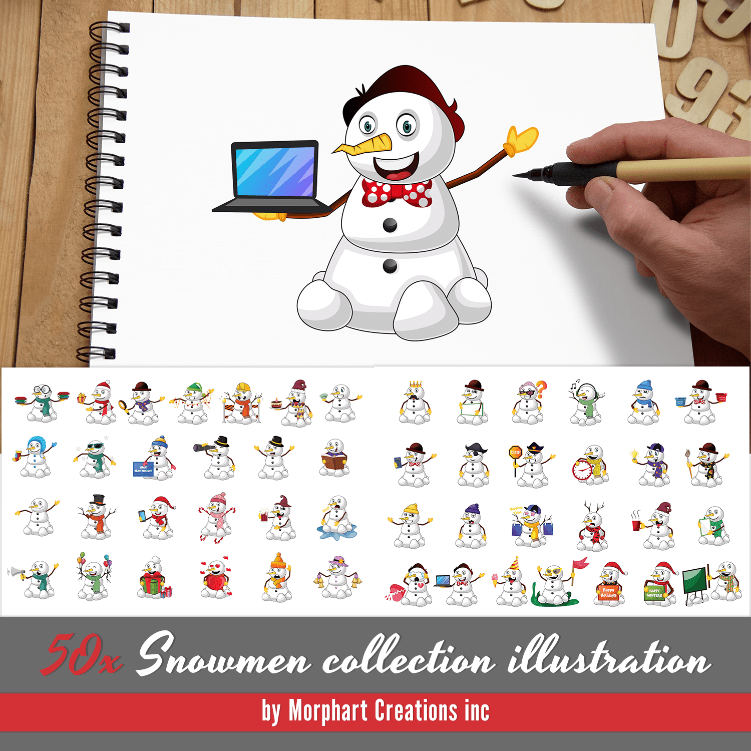 Pack of images of amazing snowmen.
