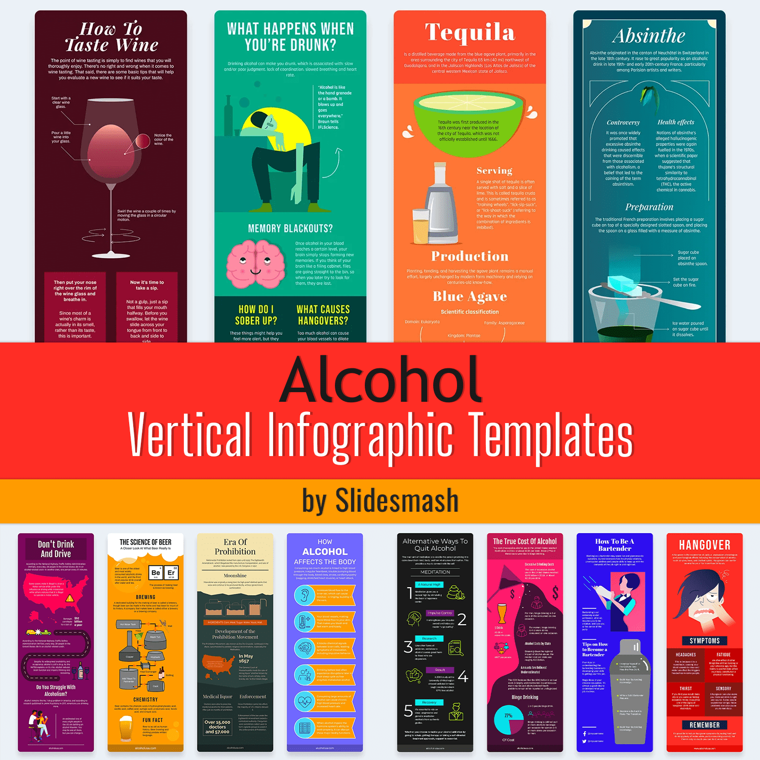 Alcohol Vertical Infographic Templates | Diagrams For PowerPoint, Illustrator, Keynote, Google Slides Cover.