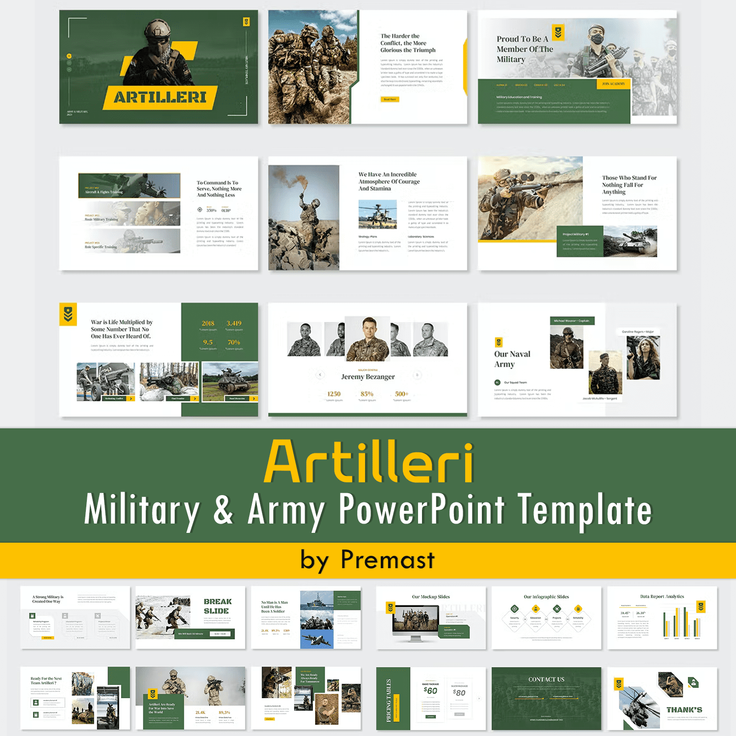 Artilleri — Military & Army PowerPoint Template Cover.