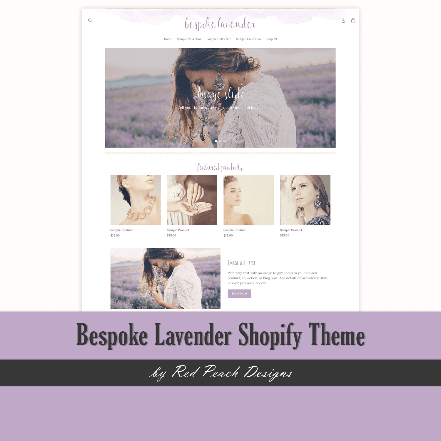 Bespoke Lavender Shopify Theme created by Red Peach Designs.