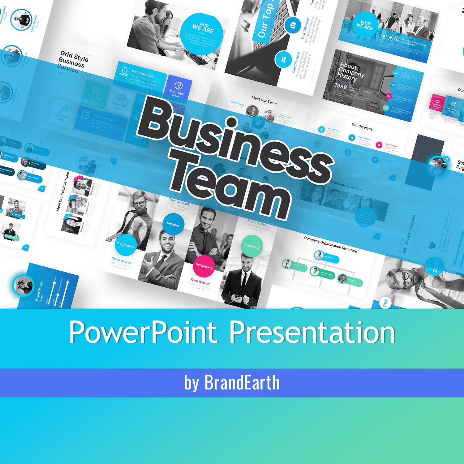 A selection of images of irresistible business team presentation template slides.