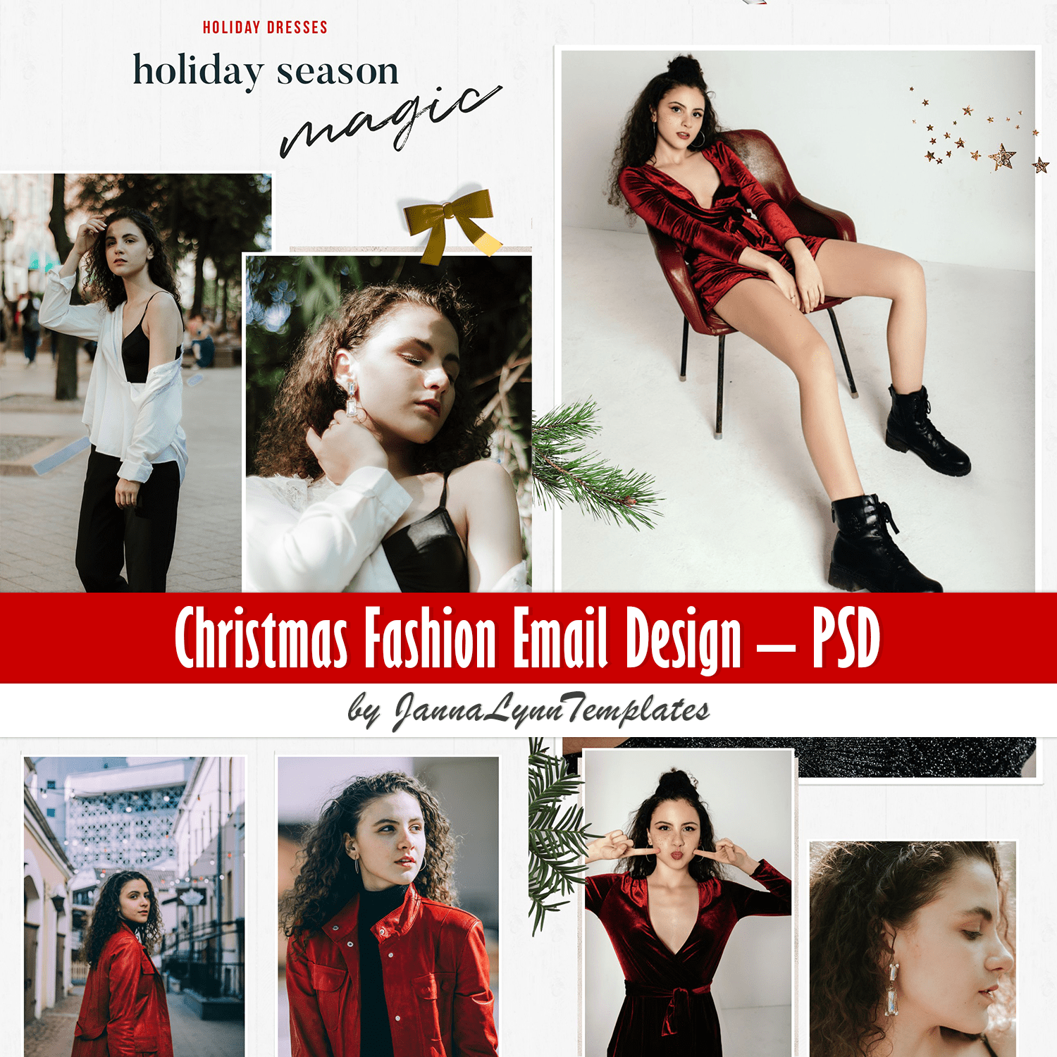 Image collection of amazing christmas fashion themed email design template.