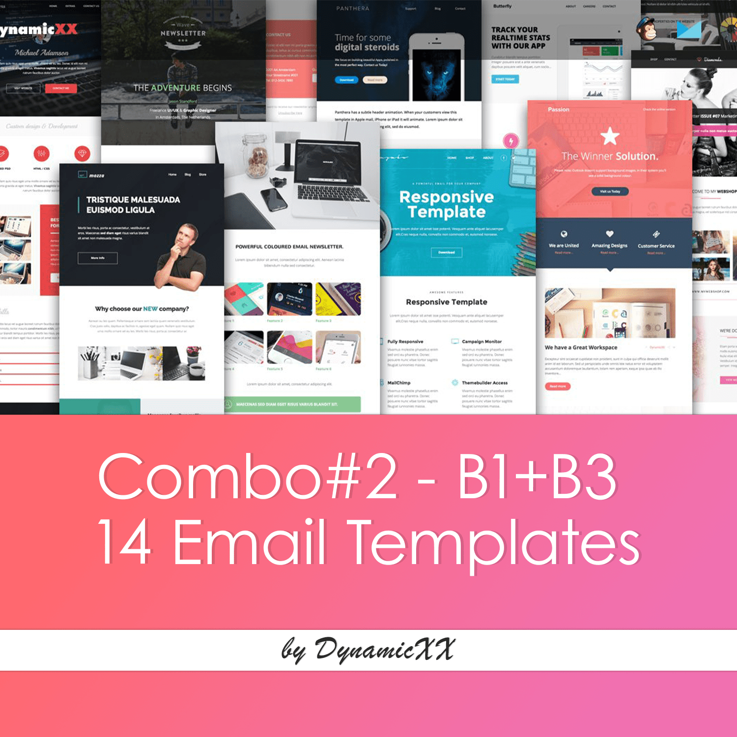 Pack of images of adorable adorable email design templates.