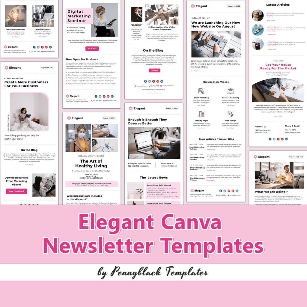 Elegant Canva Newsletter Templates MasterBundles