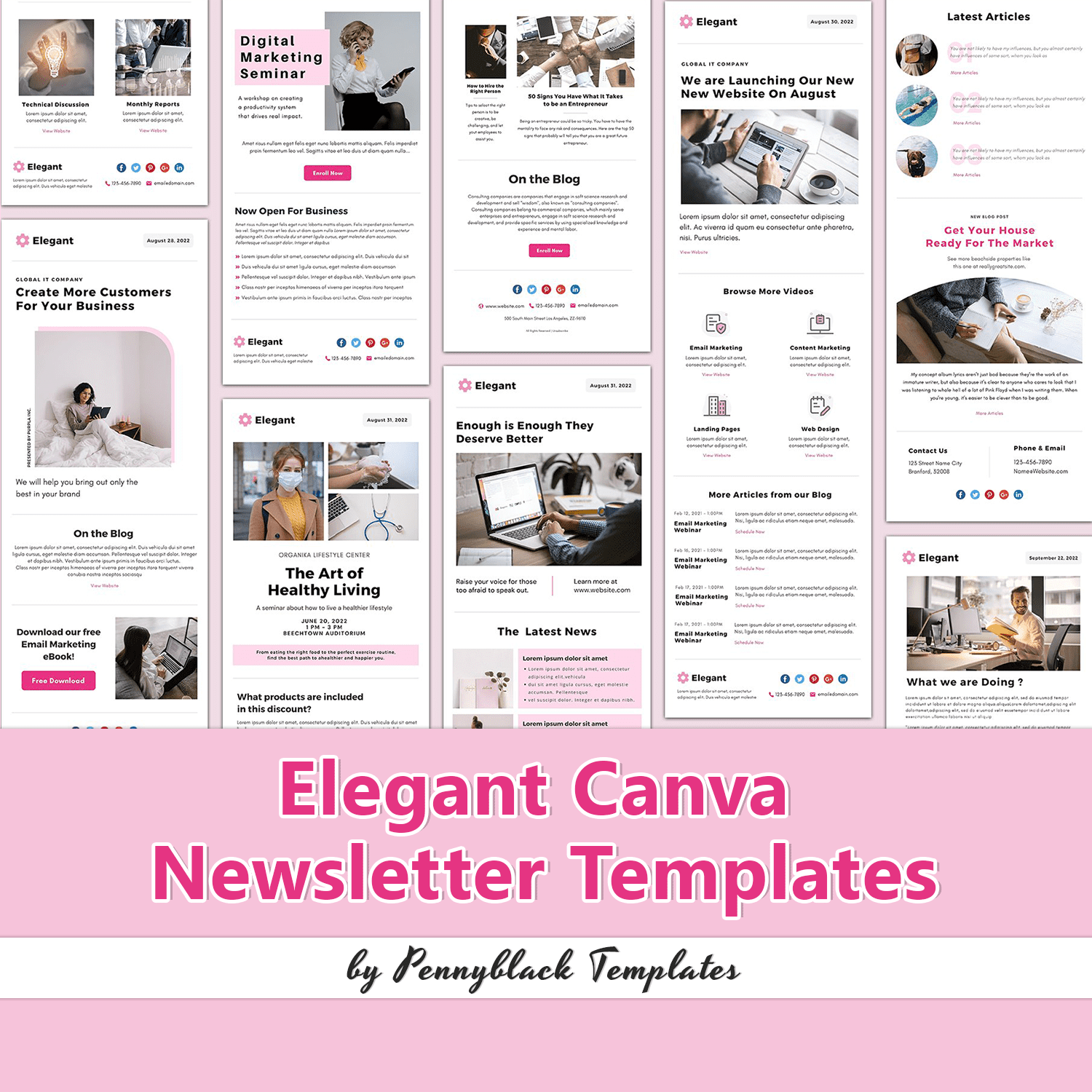 A set of images of adorable newsletter templates.