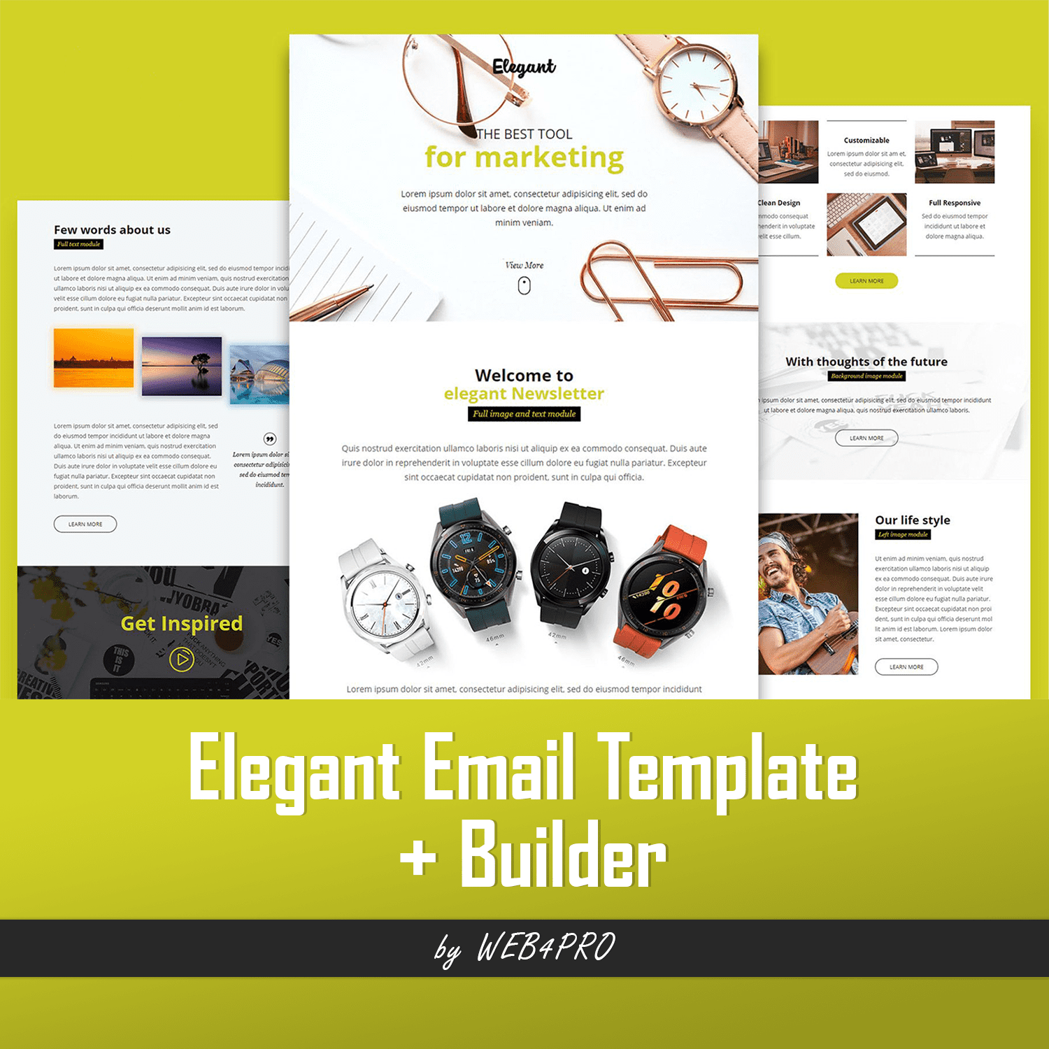 Set of images of adorable email design template.