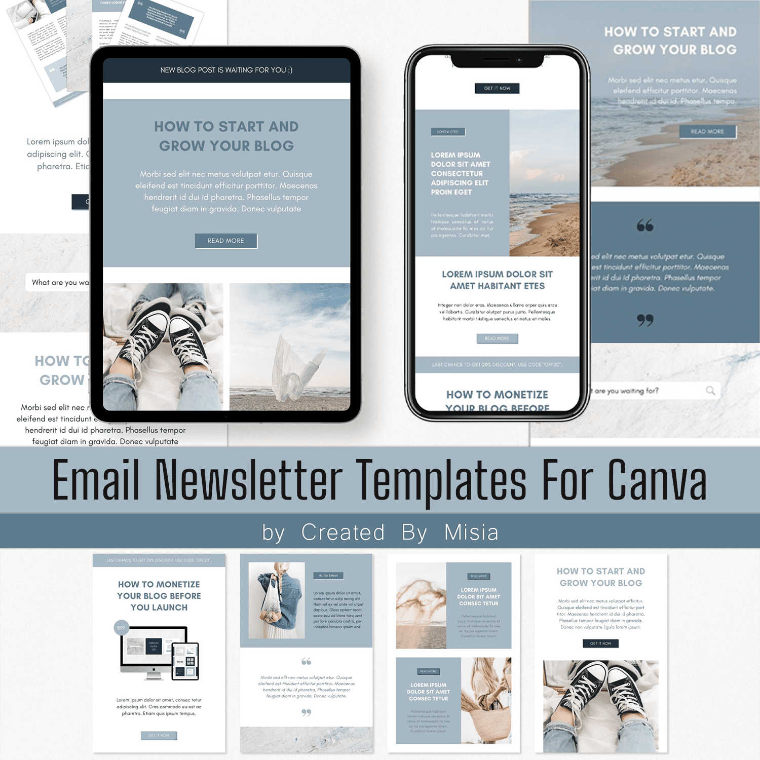 Set of images of enchanting email design template.