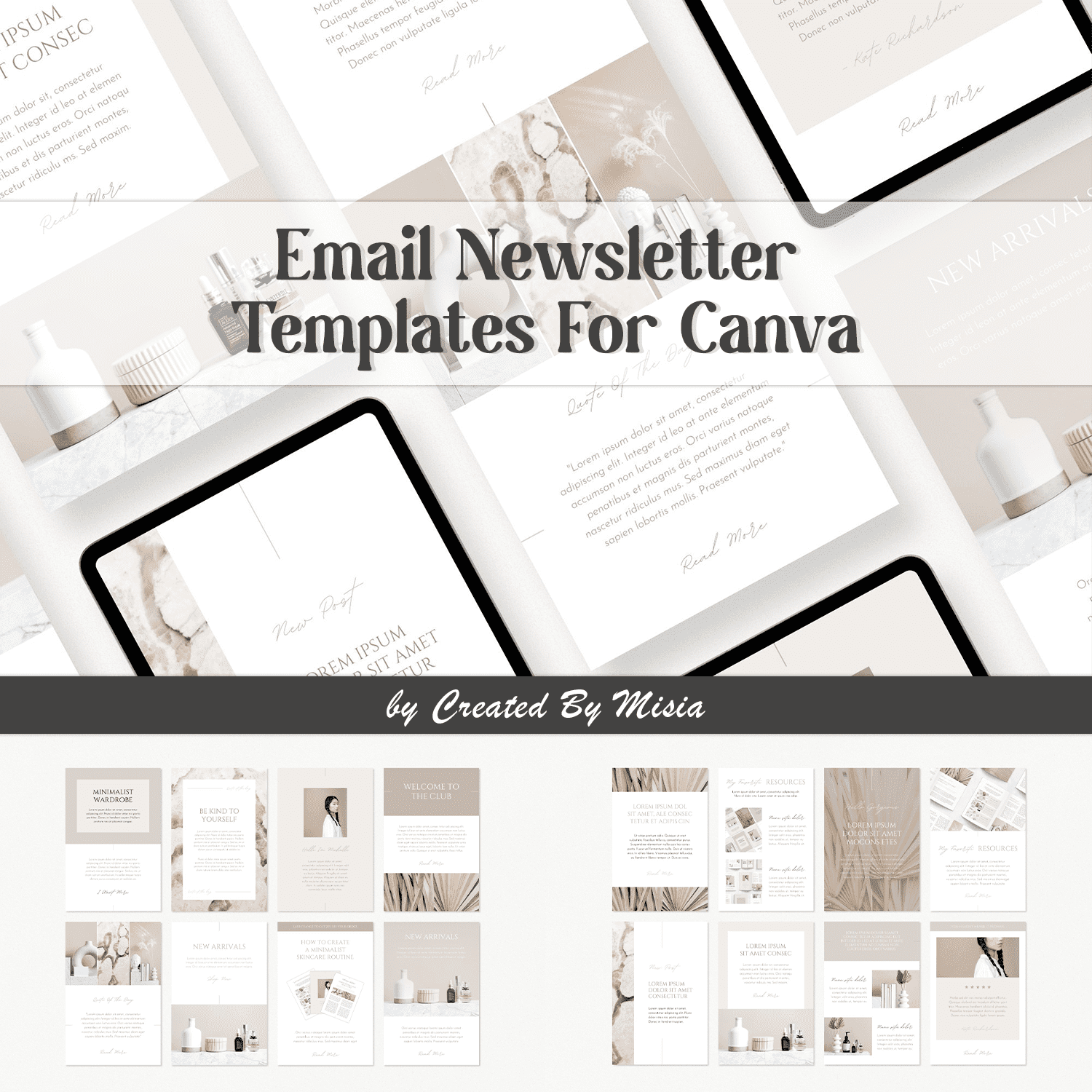Set of images of adorable email newsletter design templates.