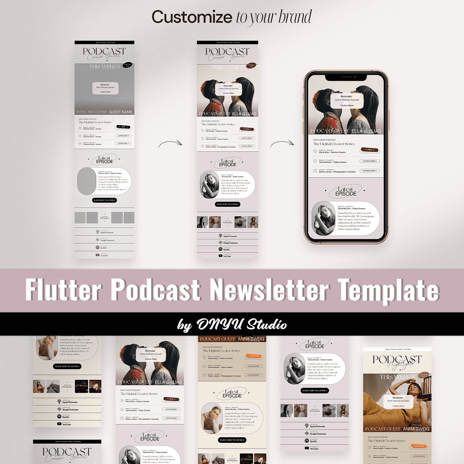Set of images of adorable newsletter design templates.