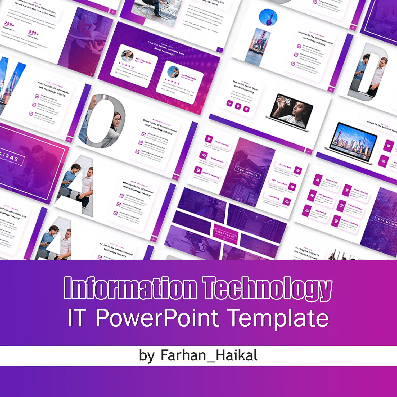 Information Technology - IT PowerPoint Template Cover.
