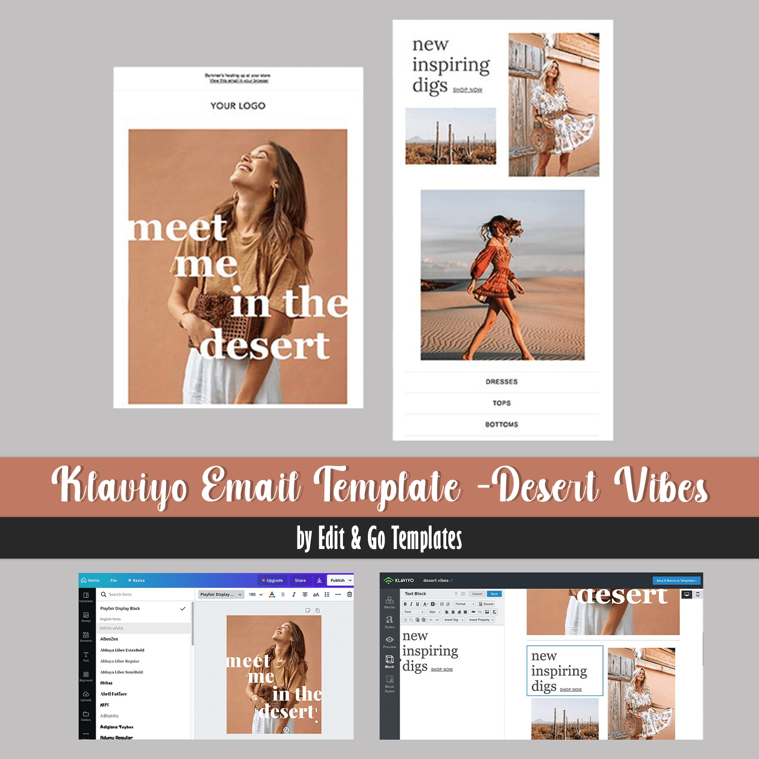 A selection of images of a unique email design template.