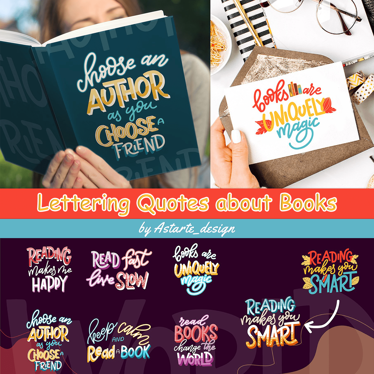 Lettering Quotes about Books cover.