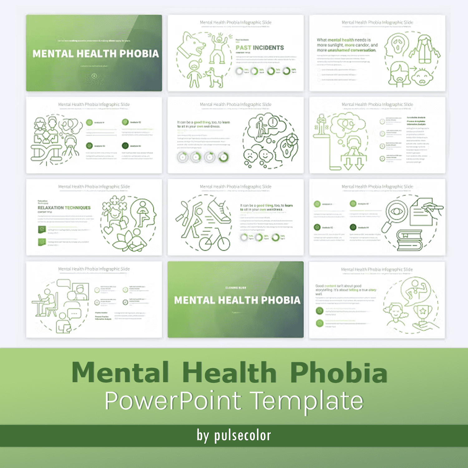Mental Health Phobia - PowerPoint Template Cover.