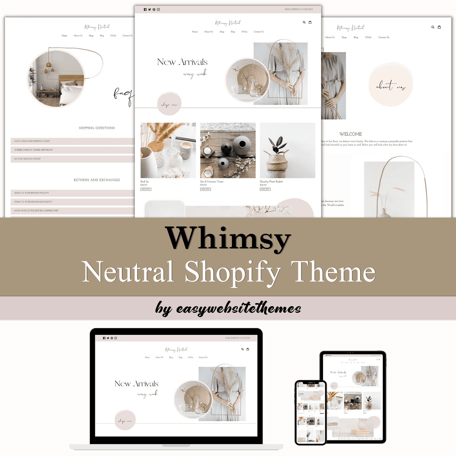 Neutral Shopify Theme | Whimsy from easywebsitethemes.