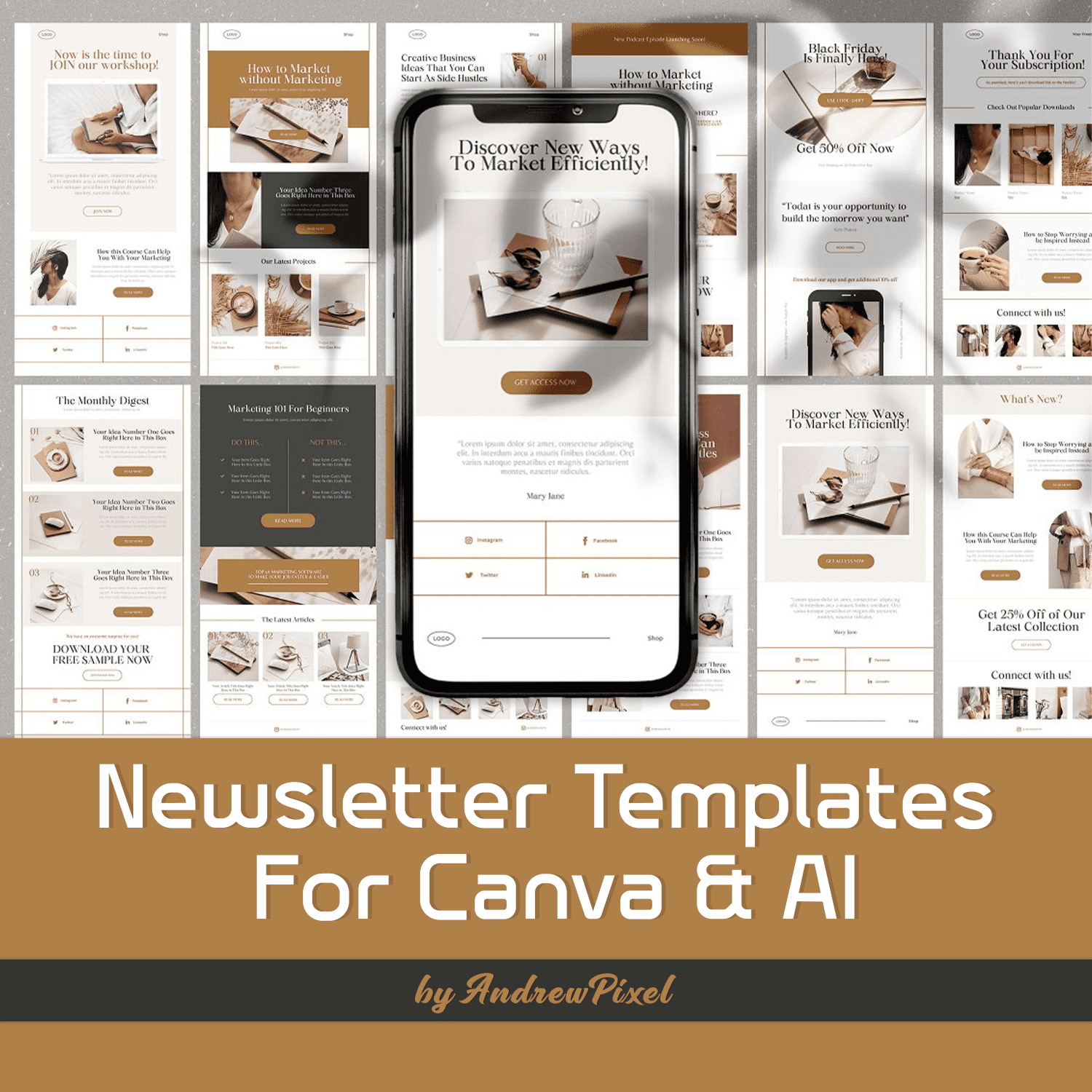 A set of images of a gorgeous email design templates.