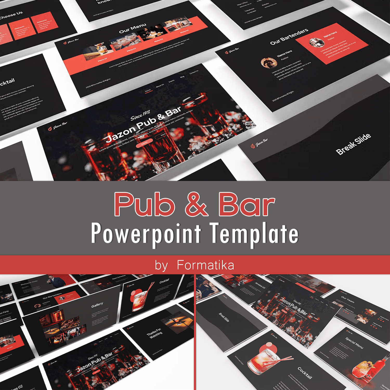 Pub & Bar PowerPoint Template Cover.
