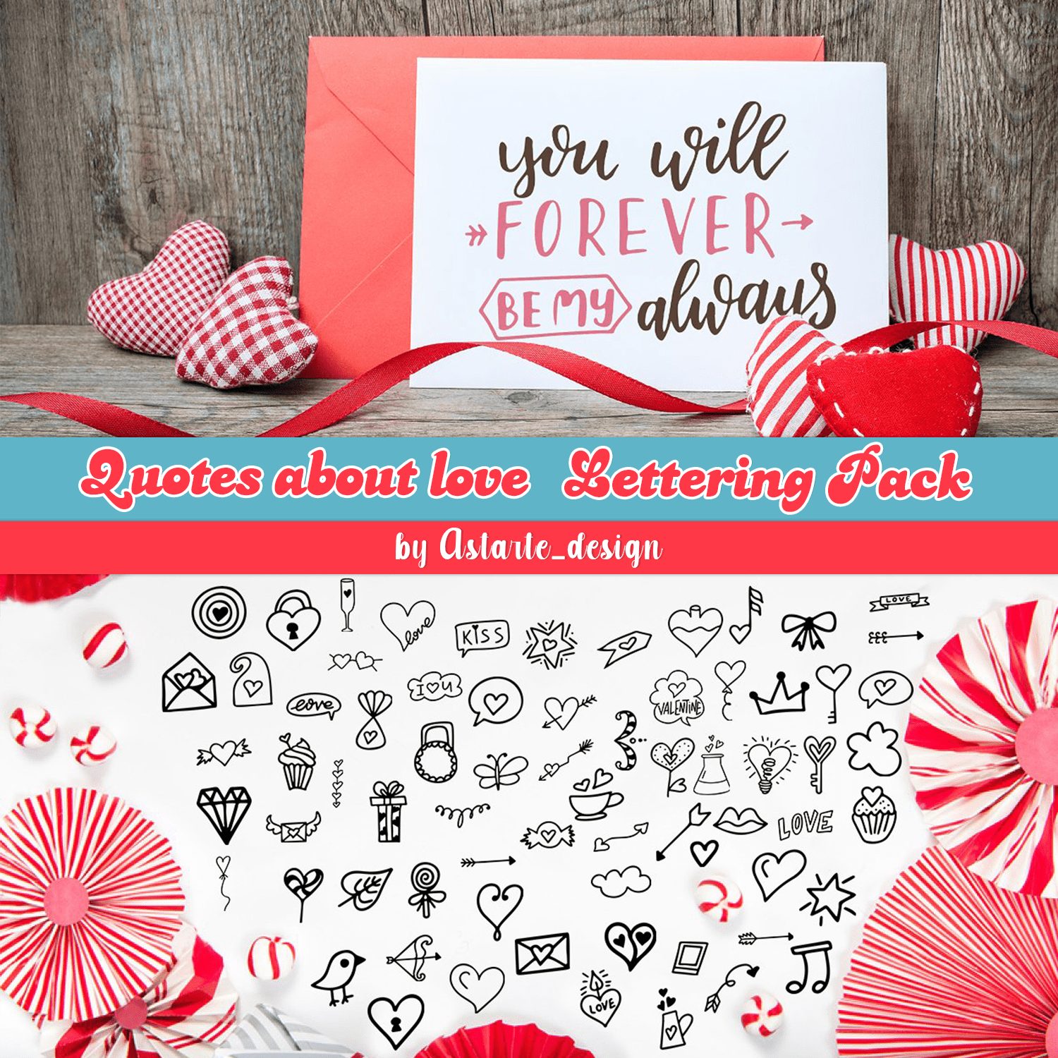 Quotes about love-Lettering Pack Astarte_design cover.