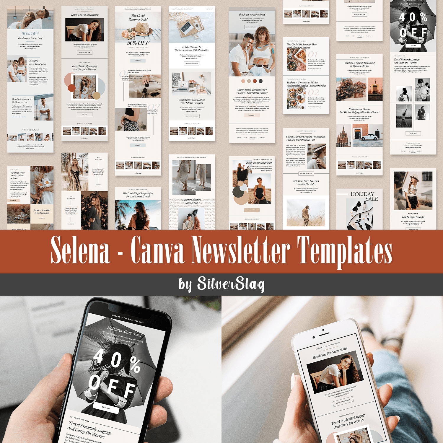 Set of images of adorable newsletter template.