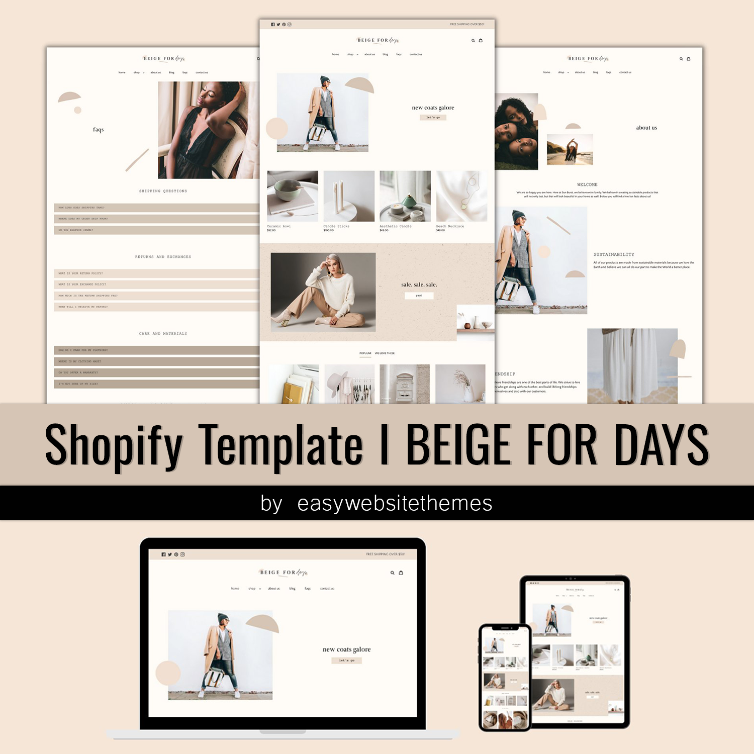 Shopify Template I BEIGE FOR DAYS cover.