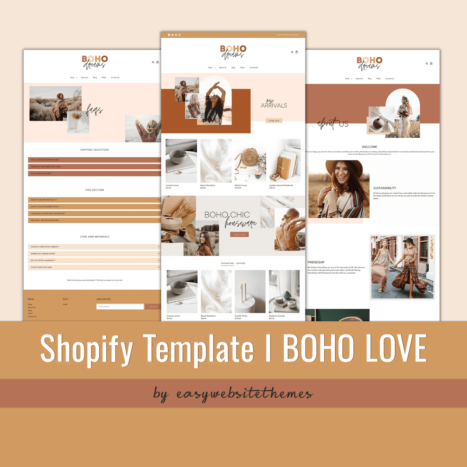 A collection of page images of a gorgeous Shopify theme.