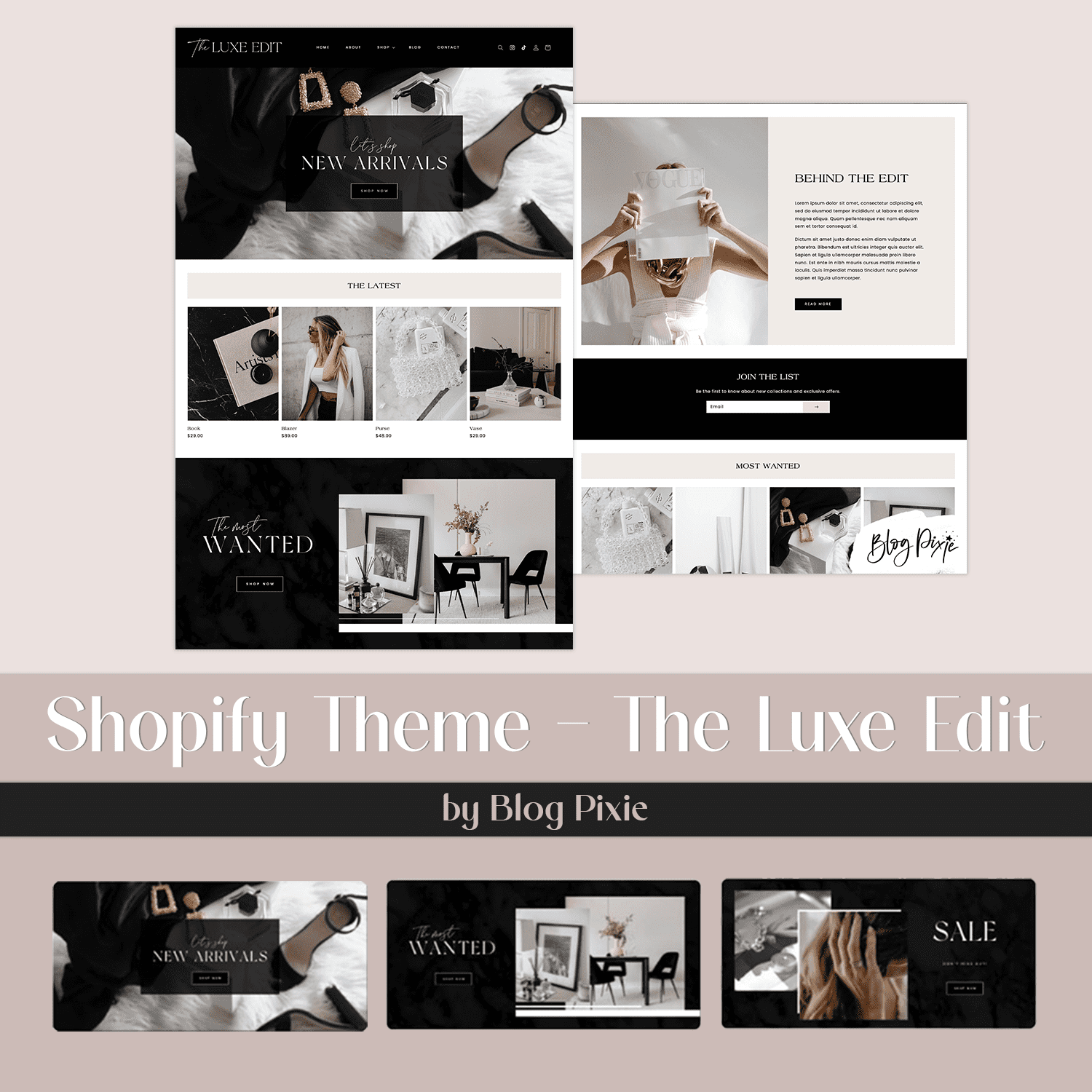 A set of page images of an adorable Shopify theme.
