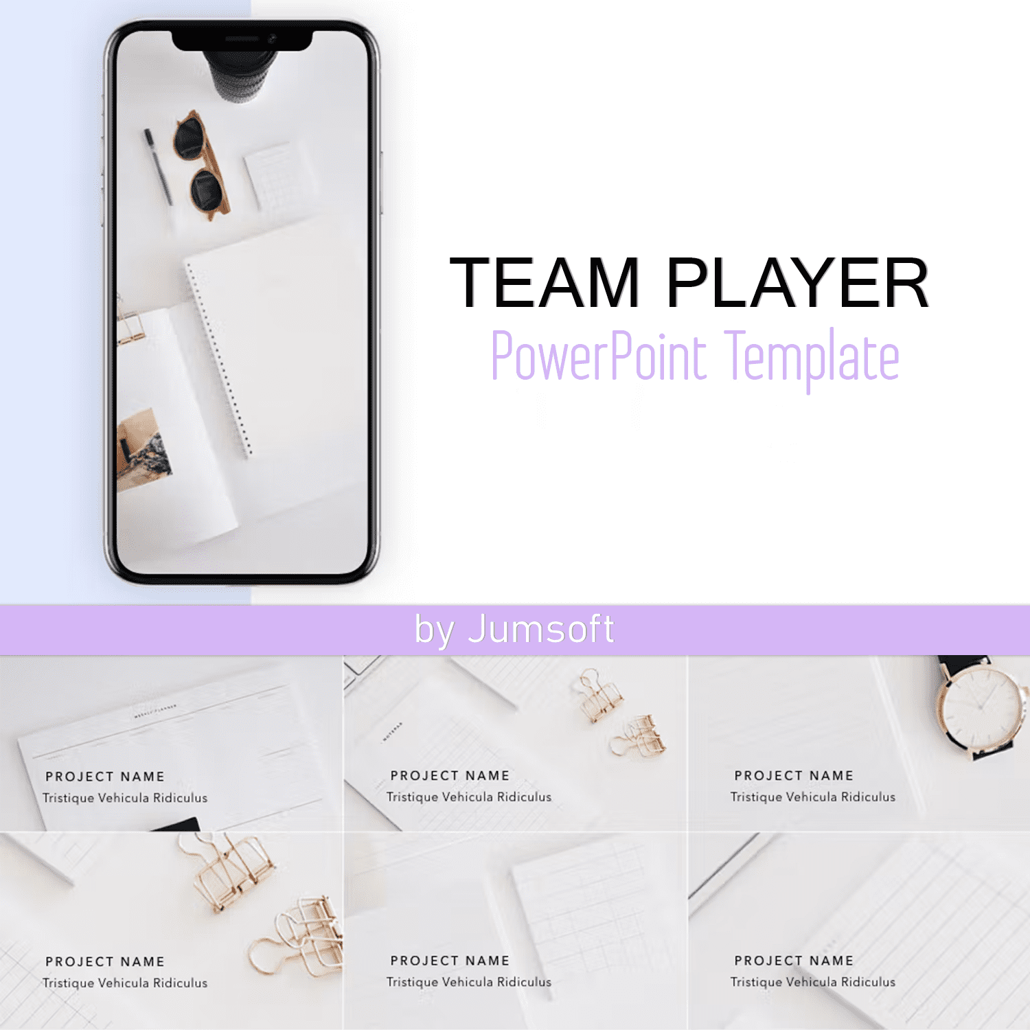 Collection of images of unique presentation template slides on the theme of a team player.