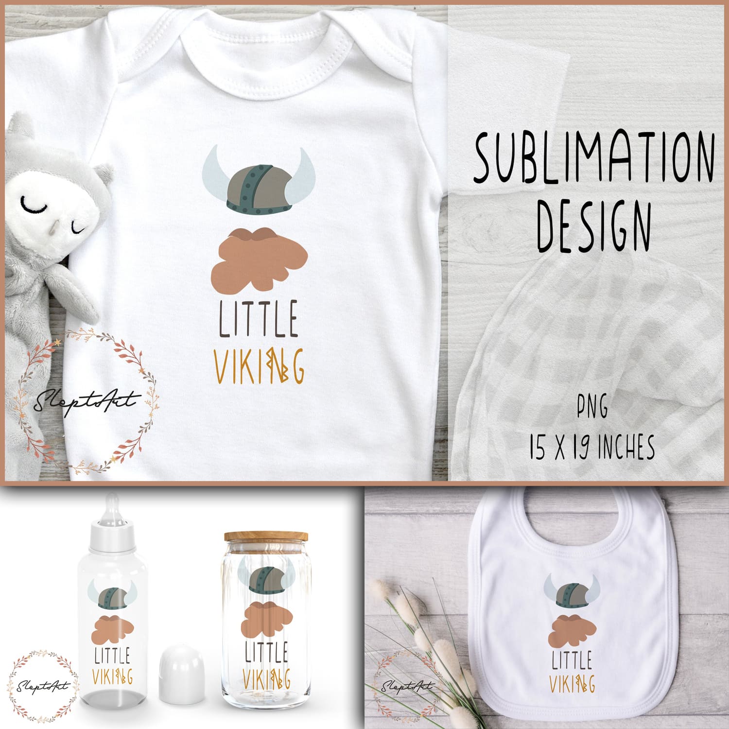 Little viking t-shirt sublimation design PNG cover.