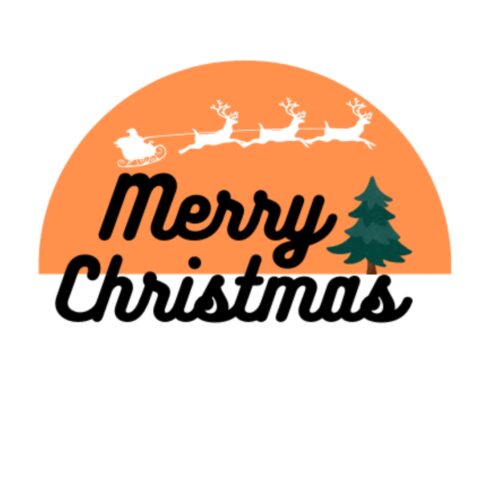 Colorful image with "Merry Christmas" lettering on orange background.