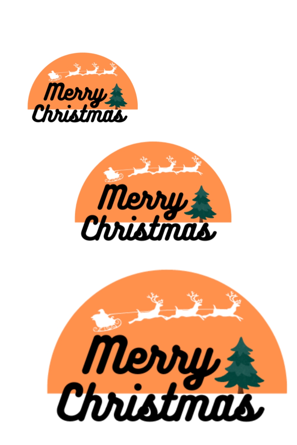 Collection of adorable images with "Merry Christmas" lettering on orange background.