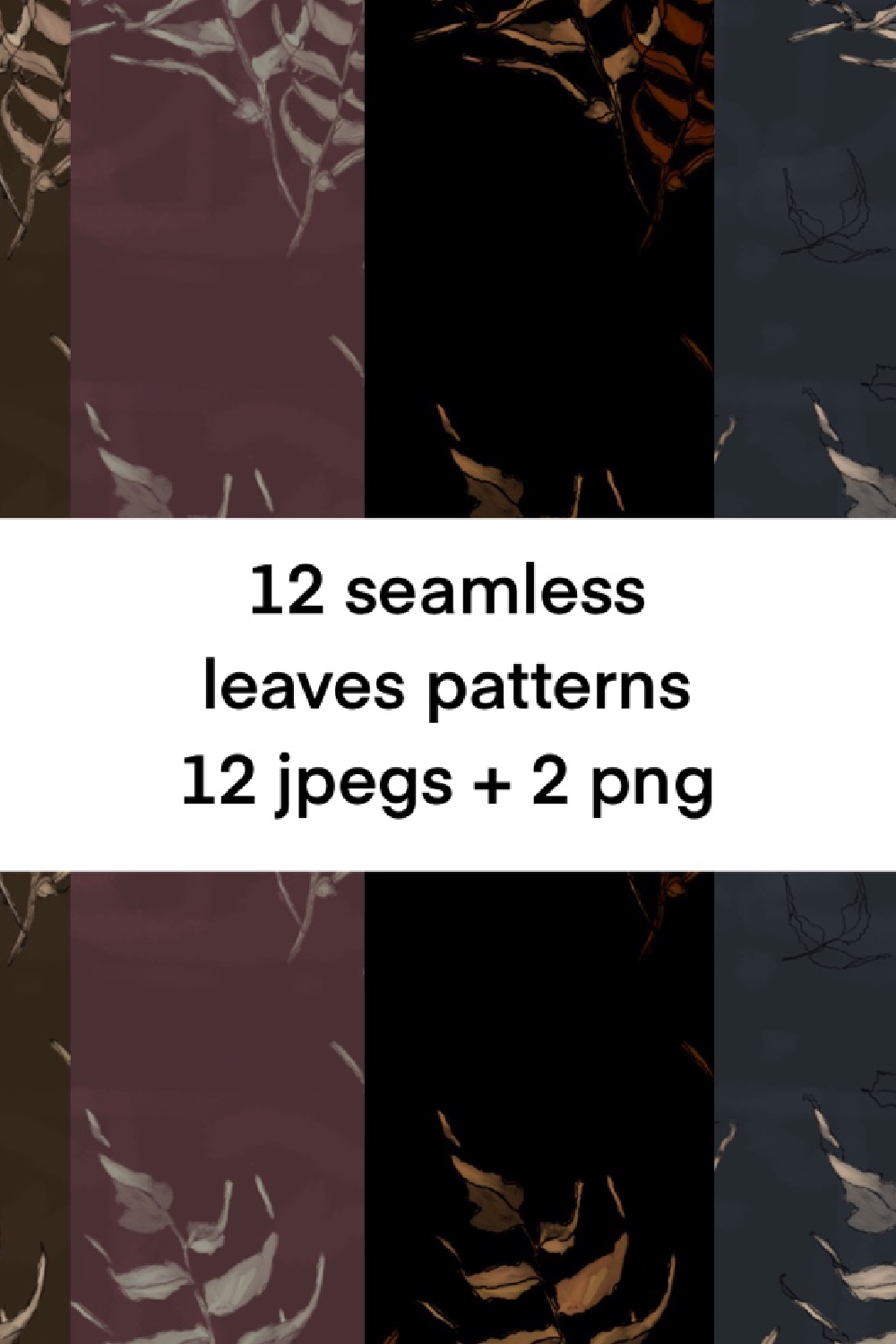12 Seamless Leaves Patterns pinterest image.