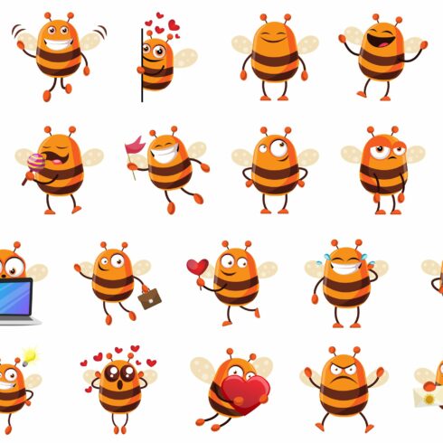 22 Bee Emoticon Collection Illustration | MasterBundles