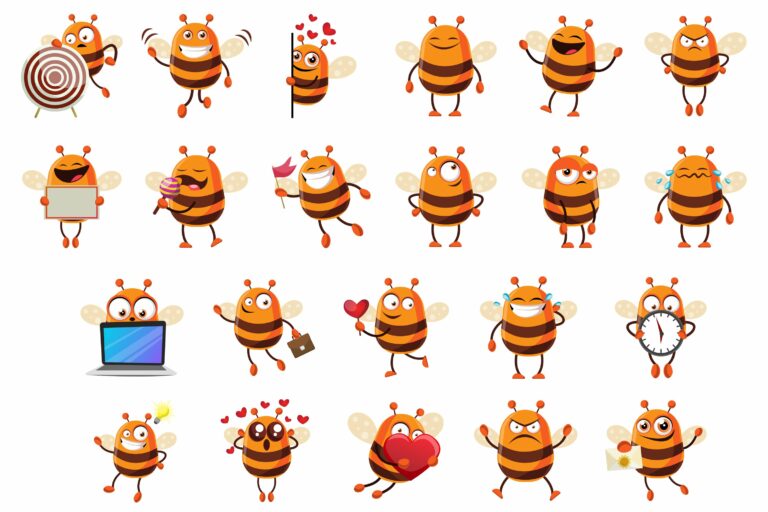 22 Bee Emoticon Collection Illustration – MasterBundles