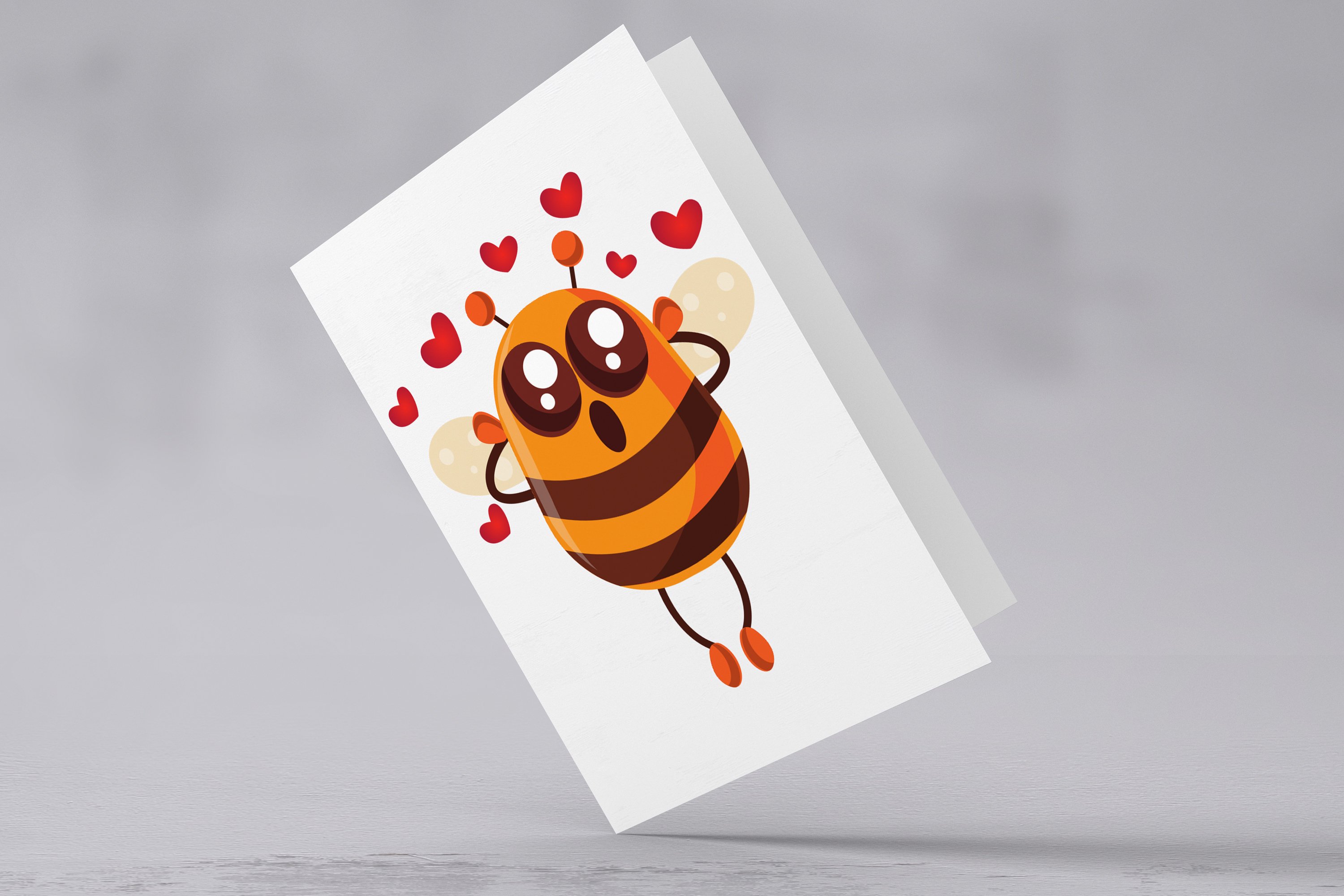 Image postcard with cute emoji bee.