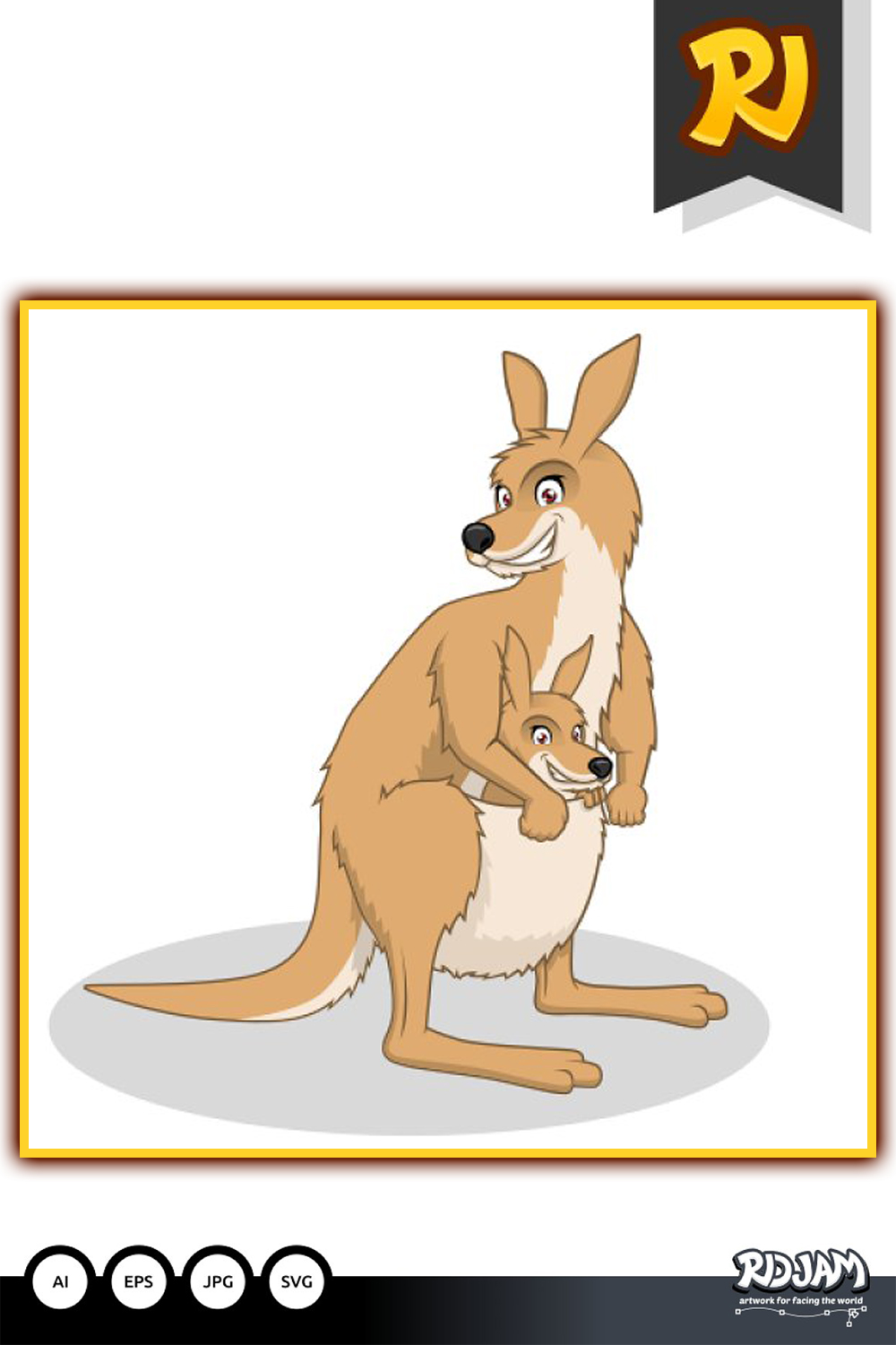 Kangaroo with Her Baby Cartoon – MasterBundles
