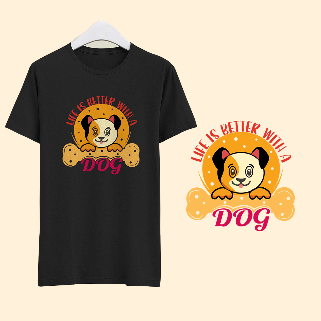 Mockup example preview 3 Dog T-shirt Design Bundle.