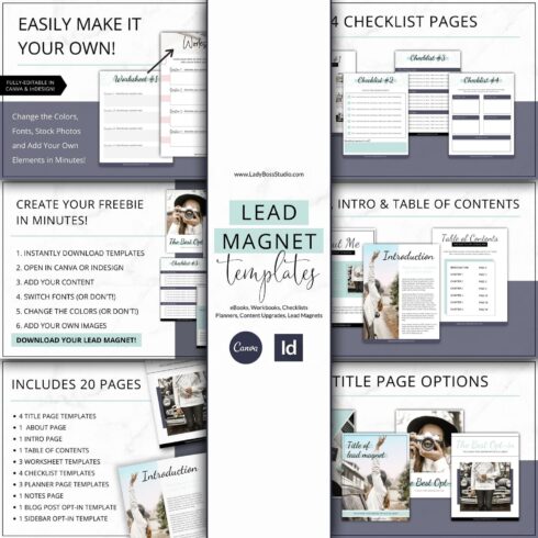 Lead Magnet Templates Canva InDesign.