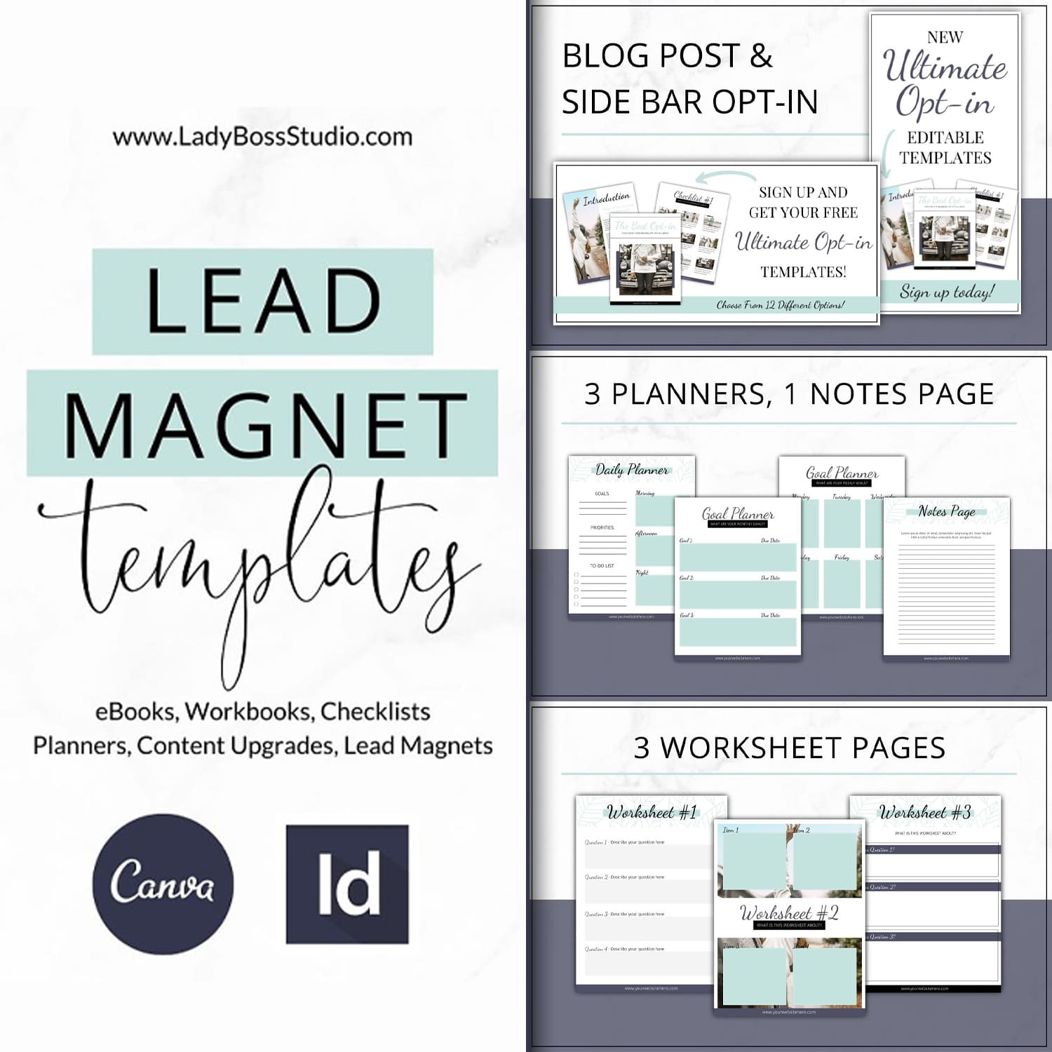 Lead Magnet Templates Canva InDesign Cover.